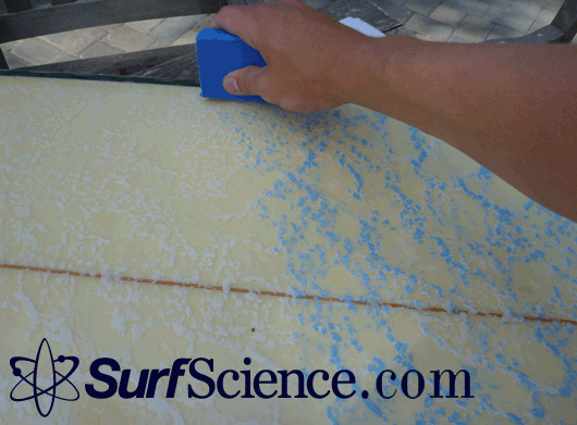 surfboard wax application